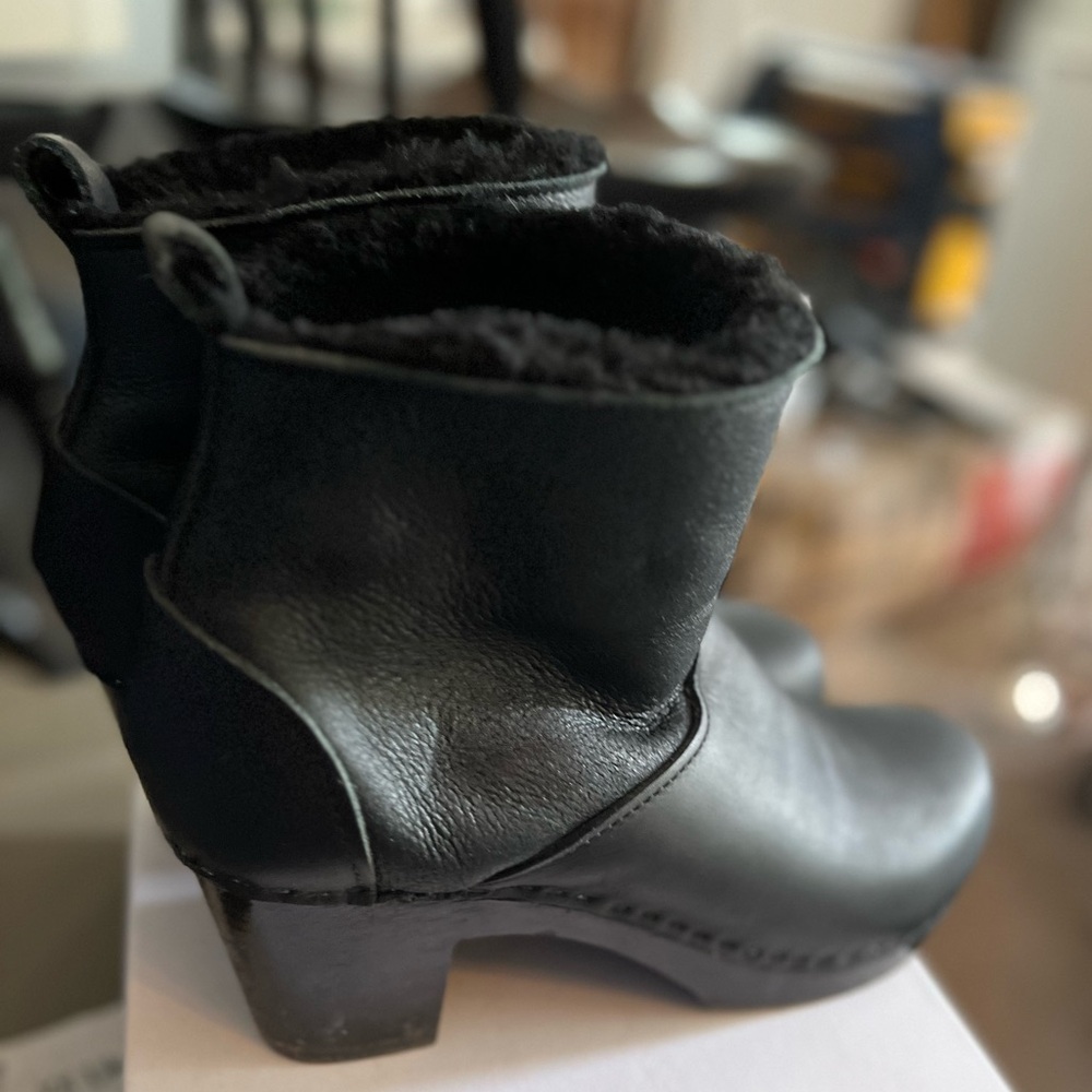 No. 6 pull on shearling high heel boots